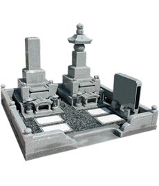 伝統的な和墓と五輪塔のフルセット